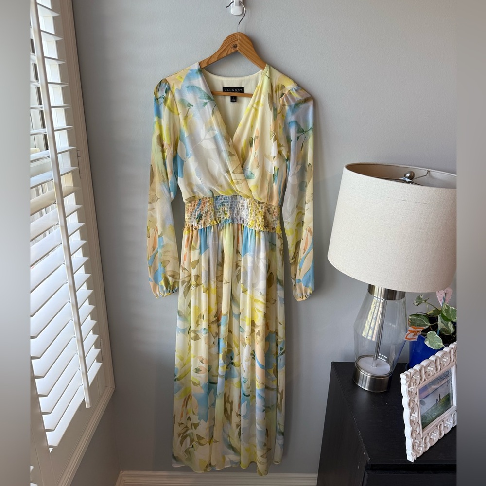 Laundry by‎ Shelli Segal Floral Long Sleeve Maxi Dress